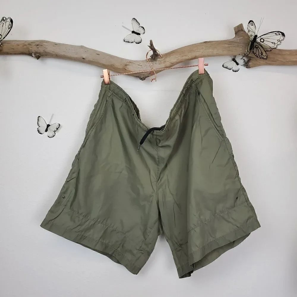 Nike nylon swim trunks with pockets army green